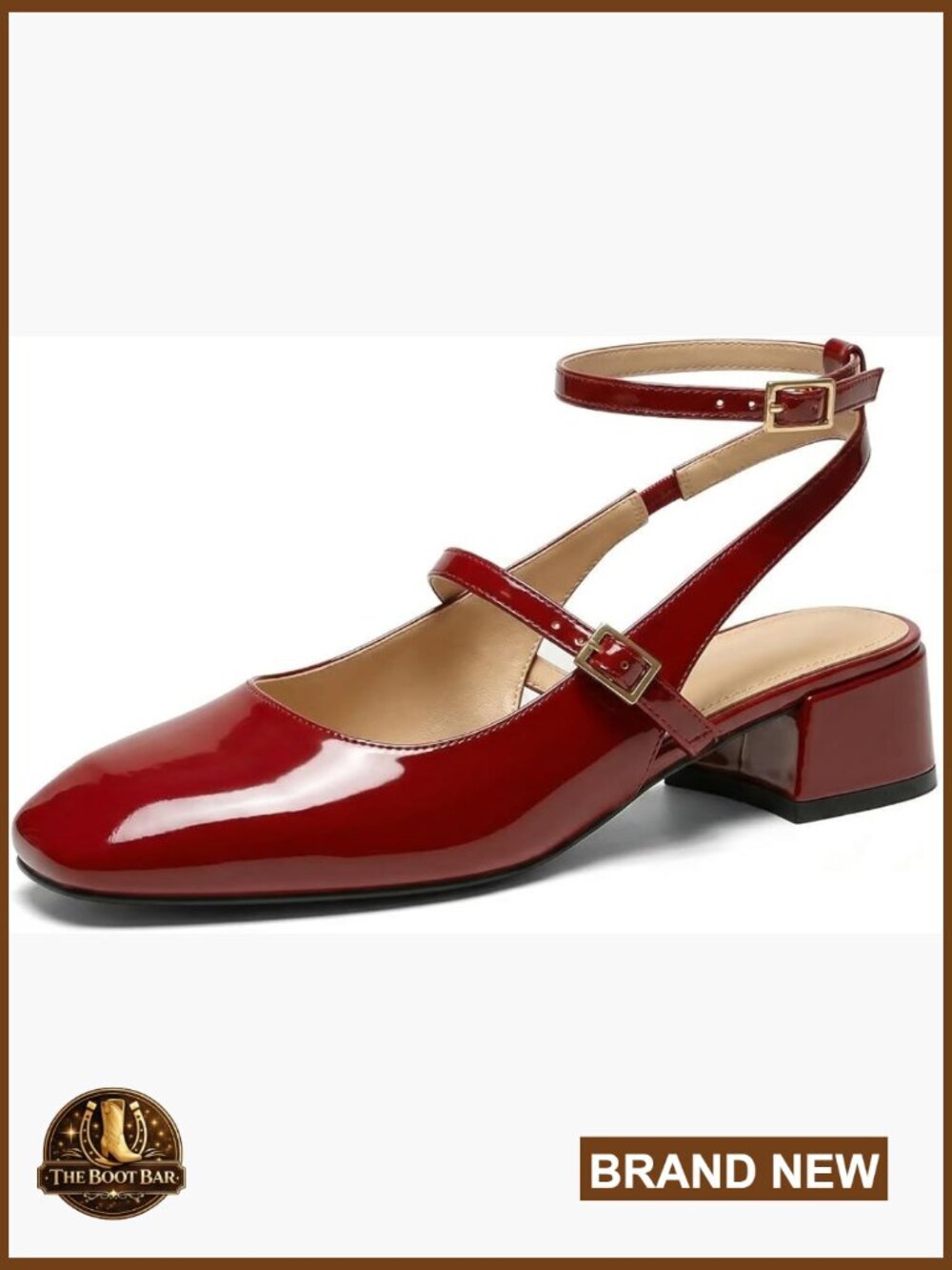 Women's Square Toe Mary Jane Pumps Chunky Low Heels Ankle Strap Dress Shoes